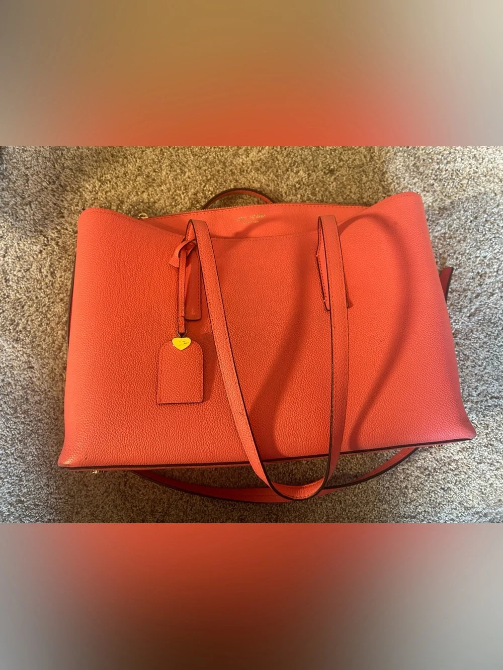 kate spade Coral Pebbled Leather Double-Strap Tote